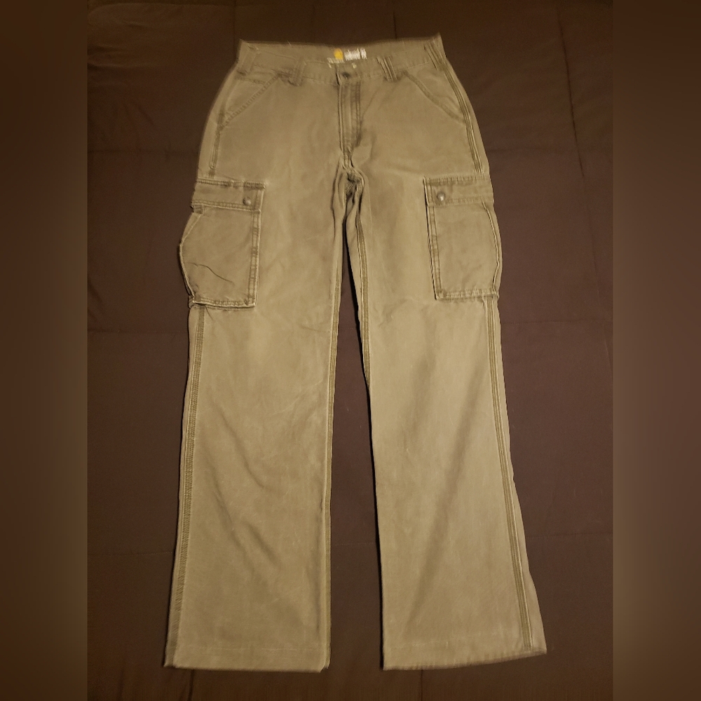 Mens Carhartt cargo pants vintage Y2K olive military green 31x31